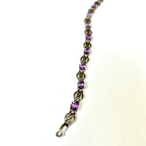 Vintage Amethyst 925 Sterling Silver Bracelet 7” unique